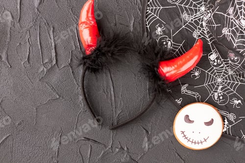 Preview: Halloween decorations on black background.