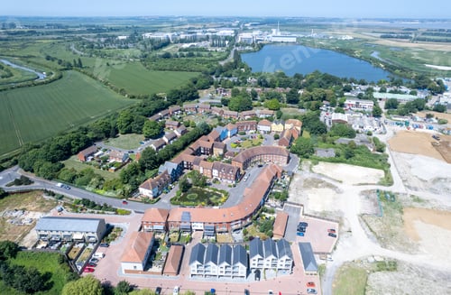 Preview: Drone aerial scenery of Sandwich village in Kent United Kingdom. Top view scenery of villages