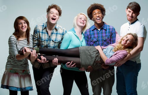 Preview: 5 young adults carrying young woman