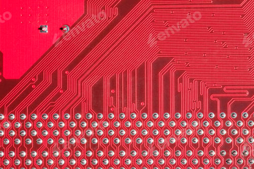 Preview: Red computer circuit board detail background abstract