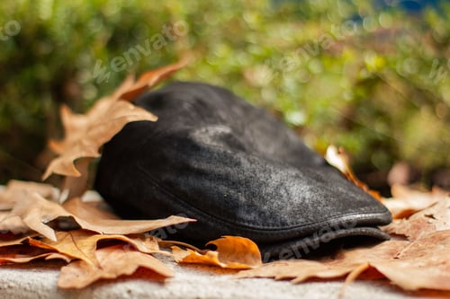 Preview: Hat fallen on the street under the leaves.