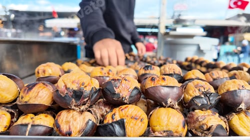 Preview: Roasting chestnuts at a street market in Turkey