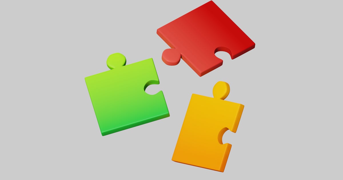 Puzzle pieces connecting colors 3D, Incl. abstract & colors - Envato