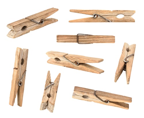 Preview: Wooden Clothespins on White Background for Arts