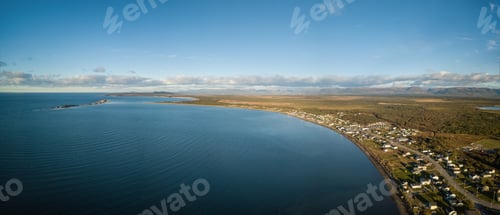 Preview: Aerial panoramic view of a small town on the Atlantic Ocean Coast