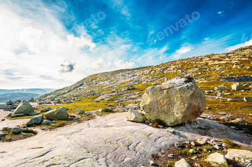 Preview: Mountains Landscape With Blue Sky In Norway. Travel In Scandinav
