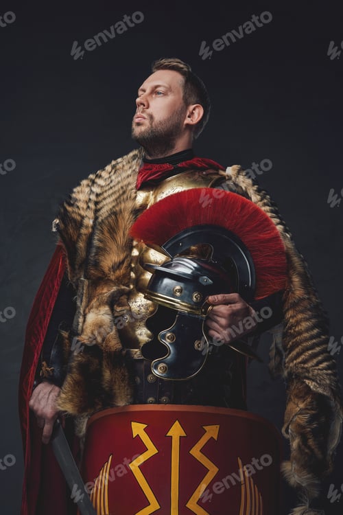 Preview: Roman empire soldier posing with sword and shield