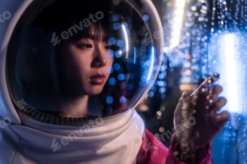 Preview: Chinese woman astronaut in neon light