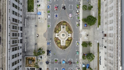 Preview: Aerial shot of homeless camps on Fulton St in San Francisco during pandemic