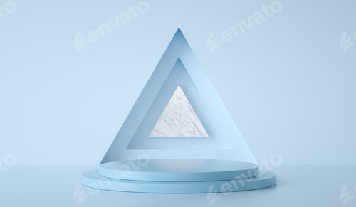 Preview: Minimal Template Podium On Triangle And green Background, 3d Render