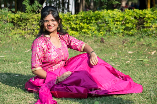 Preview: Outdoor portrait of beautiful young Indian girl in the park