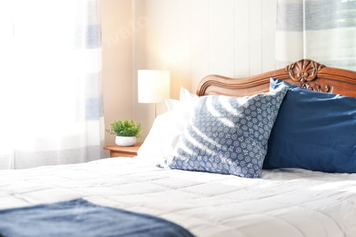 Preview: Beautiful bedroom decor in morning sunlight