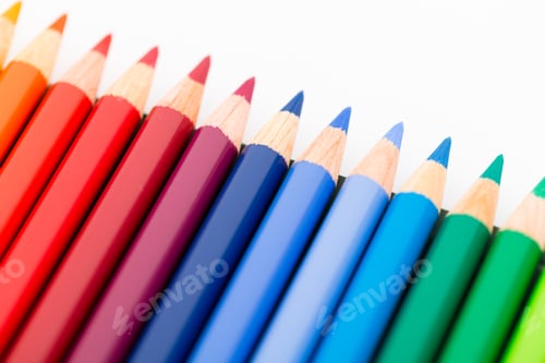 Preview: Colourful pencil on white background
