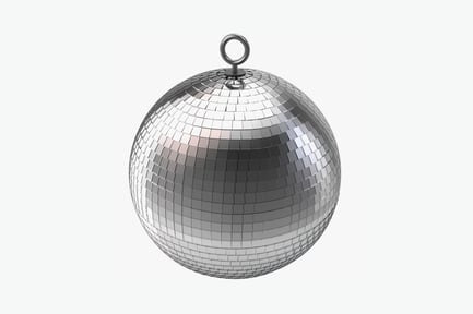 Visualização: Esfera esférica de mosaico espelhado com anel de suspensão