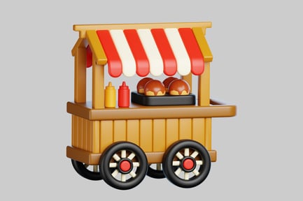 Preview: Cartoon food vendor cart