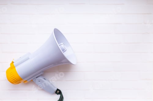 Preview: Loudspeaker on brick wall background