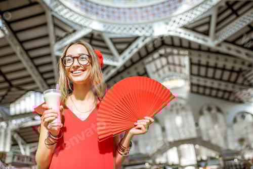 Preview: Woman with Horchata traditional spanish drink
