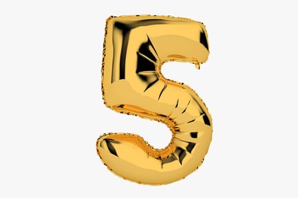 Preview: Golden Number Five Foil Balloon