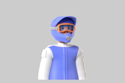 Preview: Cartoon racer character with helmet