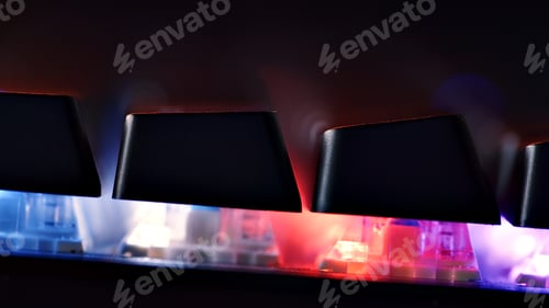 Preview: Macro shooting of the rgb computer keyboard with backlight. Keyboard keys - macro shot.