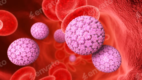 Preview: Blood cells and Papilloma Virus in the vein