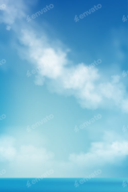 Preview: Sky Blue,Cloud Background,Horizon Spring Clear Sky in Morning by the beach
