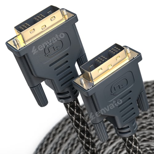 Preview: DVI cable video monitor connectors isolated on white.