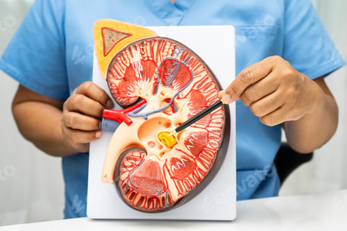 Preview: Kidney disease, Chronic kidney disease ckd, Doctor hold human model to treat and study in hospital.