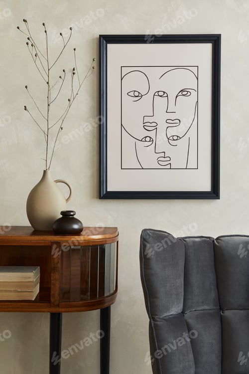 Preview: Stylish composition of creative living room interior