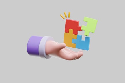 Preview: Hand connecting puzzle pieces symbol