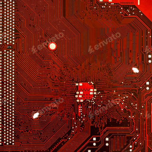Preview: System board close-up view with electronic details and components