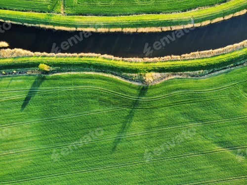 Preview: Aerial view of a spring field