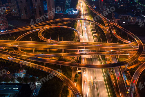 Preview: Bird's-eye view of the night view of Wuhan Guanggu Avenue overpass