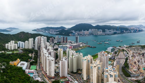 Preview: Yau Tong, Hong Kong 21 June 2021: Drone fly over Hong Kong city