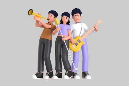 Preview: Cartoon music band characters