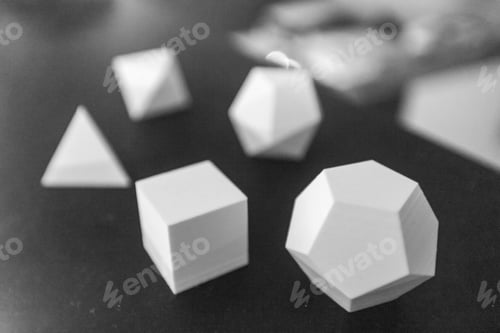Preview: Beautiful shot of the five platonic solids printed in 3d