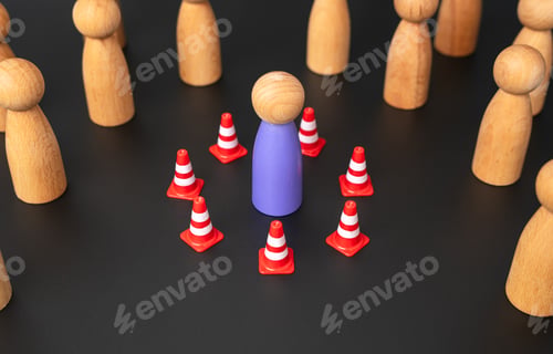 Preview: The man isolated himself from others with a barrier.