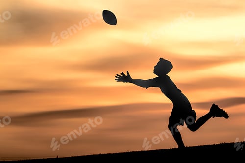 Preview: Silhouette of boy going to catch the ball.