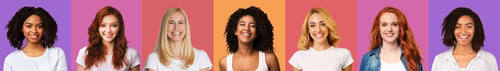 Preview: Set of pretty young multiracial women closeup portraits