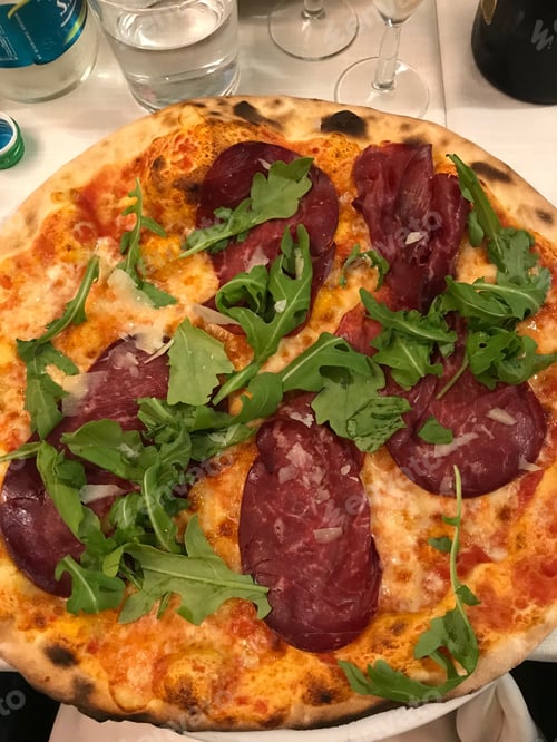 Preview: Italian bresaola pizza and salad