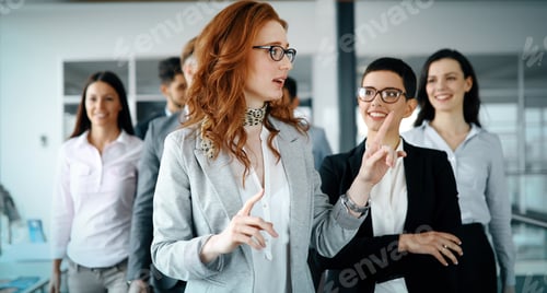 Preview: Business woman in officess representing company