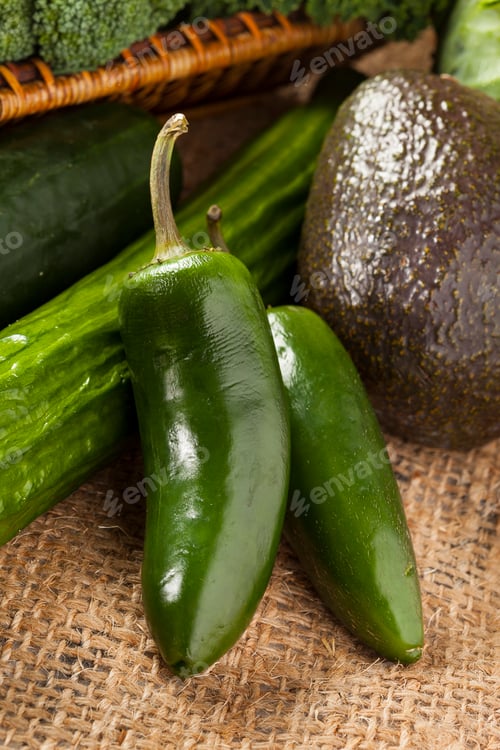 Preview: Group of Fresh Organic Assorted Green Vegetables
