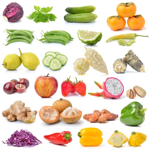 Preview: set of fruit and vegetable on white background