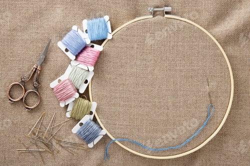 Preview: Embroidery Supplies with Copy Space