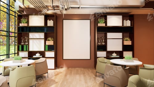 Preview: 3D illustration Mockup photo frame in lounge rendering