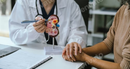 Preview: Doctor shows stomach model the patient's stomach review the test results