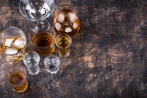 Preview: Assortment of various strong alcohol drinks