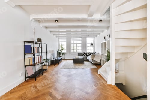 Aperçu: Stylish living room with grey sofa