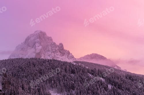 Preview: Pink sunset over the mountains