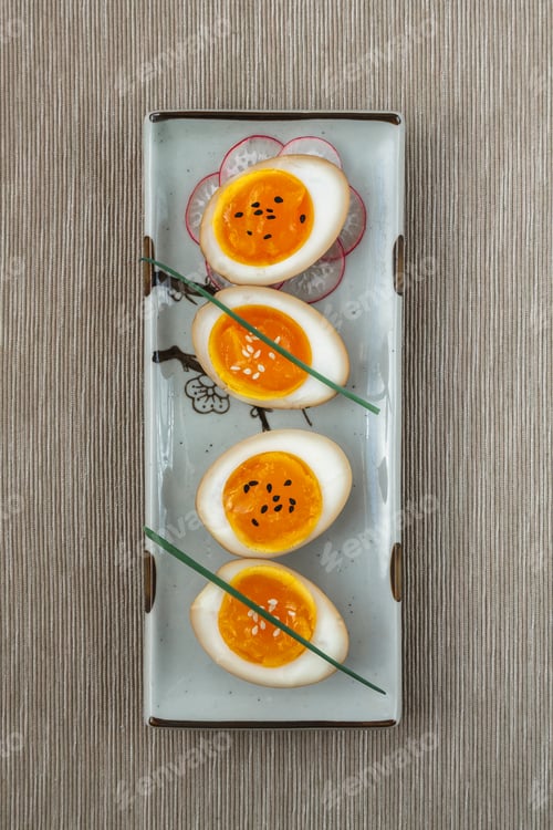 Preview: Marinated egg for ramen or nitamago, top view